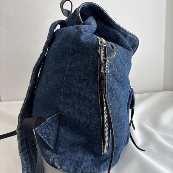 Rebecca Minkoff Denim Backpack Julian Style Vintage 2014-2016 Rare Hook Closure - Picture 10 of 16